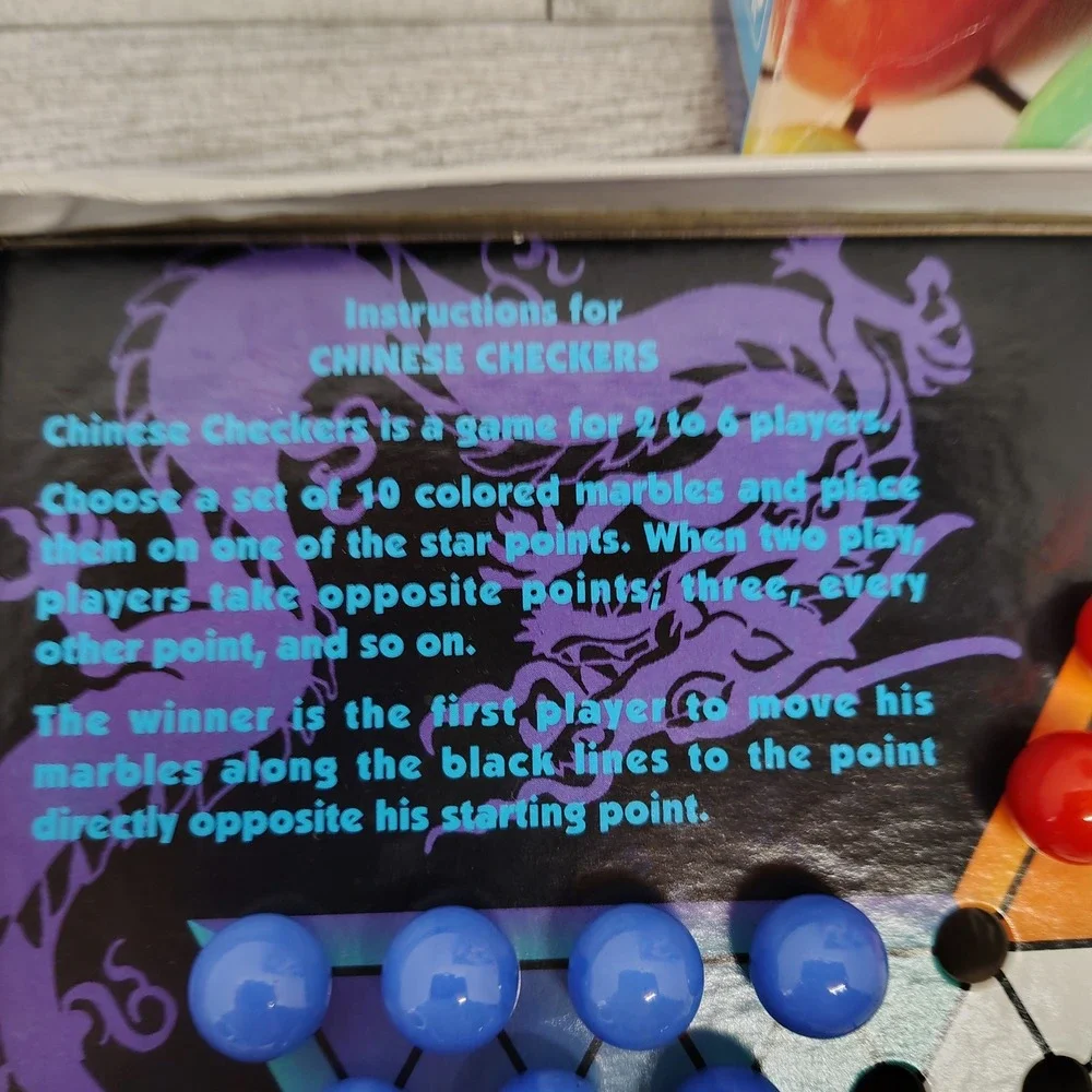 Golden Chinese Checkers Classic‎ Board Game 60 Marbles Gameboard Instructions